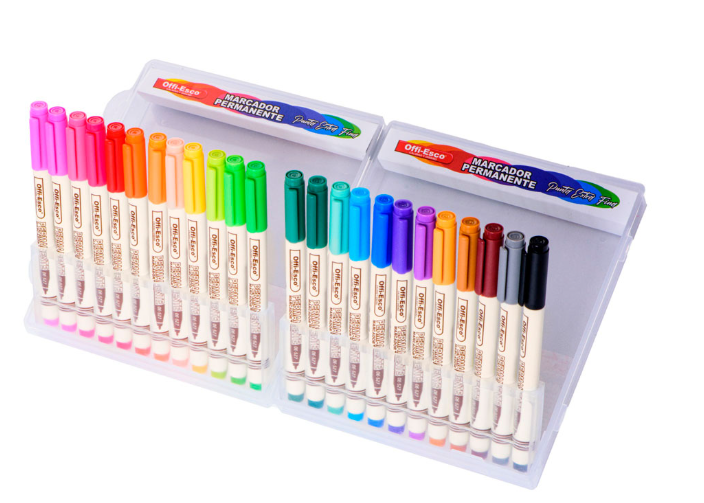 Marcador Permanente Punta Extra-Fina Estuche X24 Offi-Esco OE-527-24
