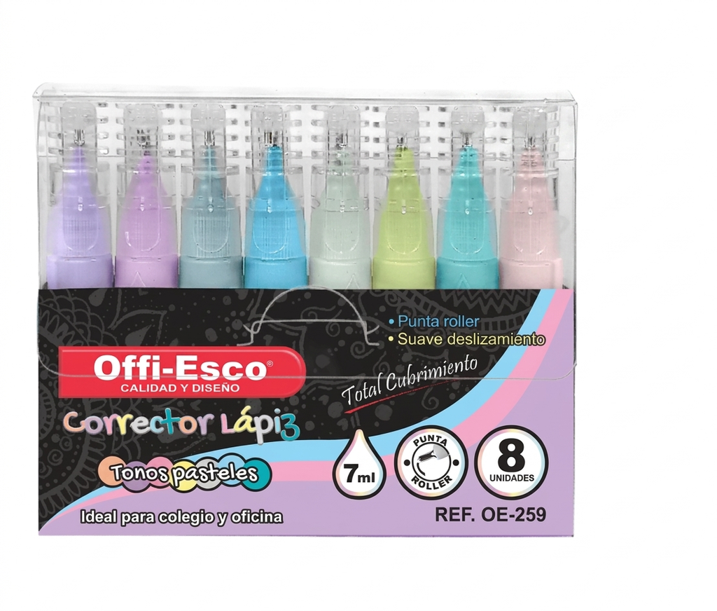 Corrector Lapiz Artístico Tonos Pasteles Contenido 7ML Offi-Esco OE-259 