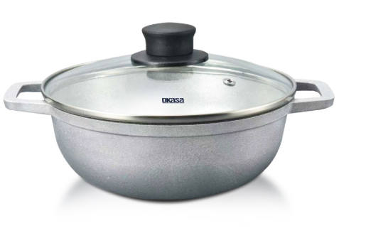 Caldero Simplicity Aluminio Natural Fundido con Tapa de Vidrio 24 Cm
