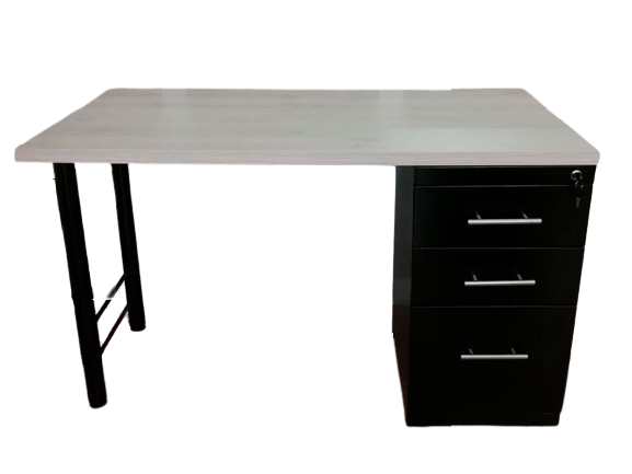 Escritorio Metal Madera 1.20x60  Cajonera 2x1 Pedestal H DP Cuadrado