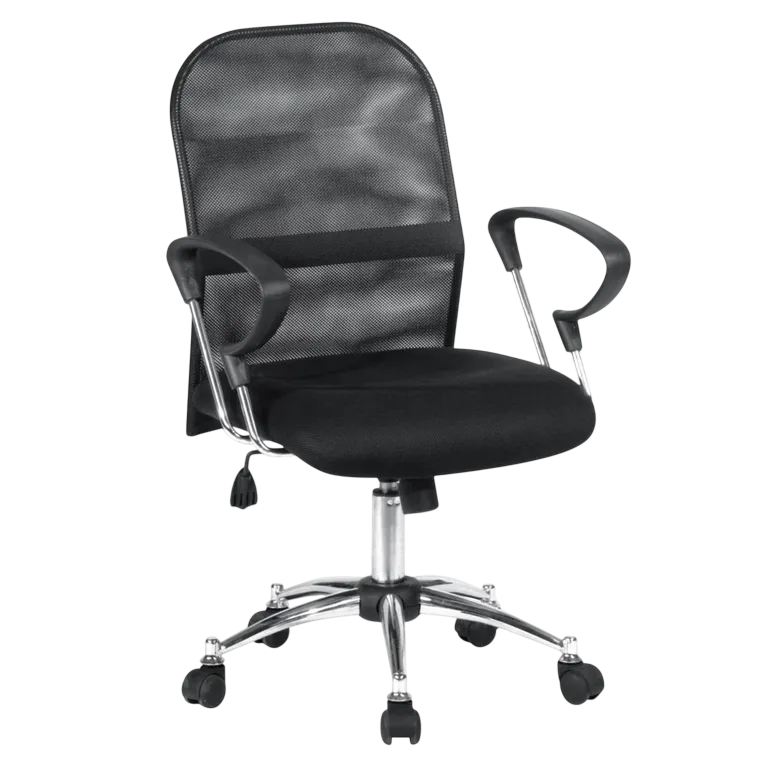 Silla de Escritorio Malla Gerente Ejecutiva Giratoria Negra con Base Cromada Just Home Collection