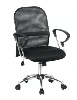 Silla de Escritorio Malla Gerente Ejecutiva Giratoria Negra con Base Cromada Just Home Collection