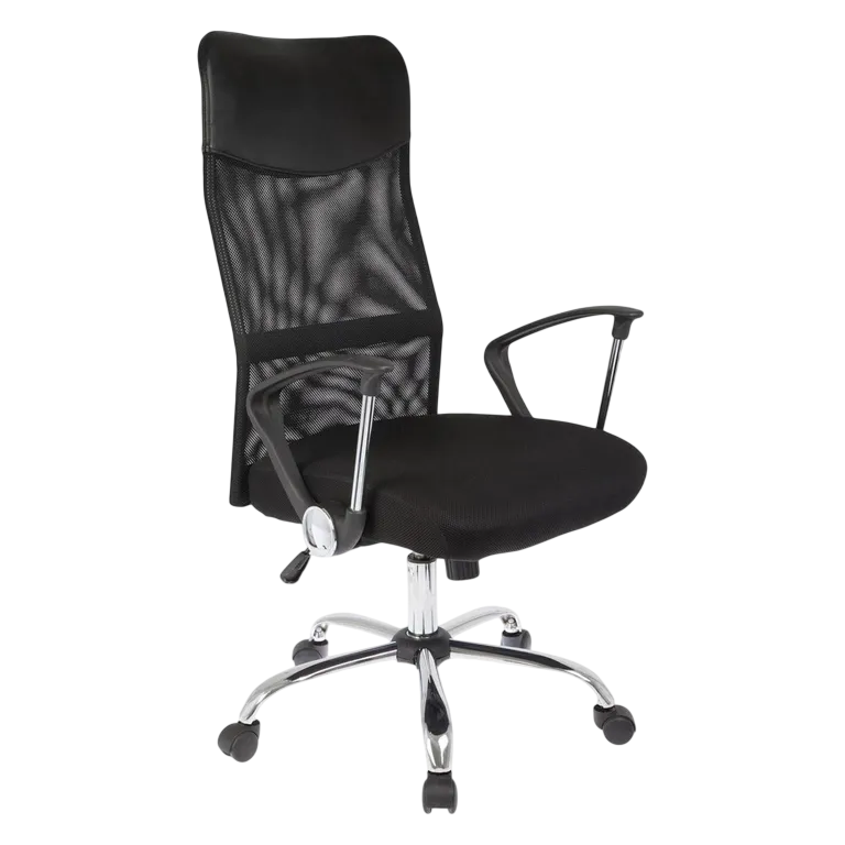 Silla Ejecutiva Cromada con Brazos Negra