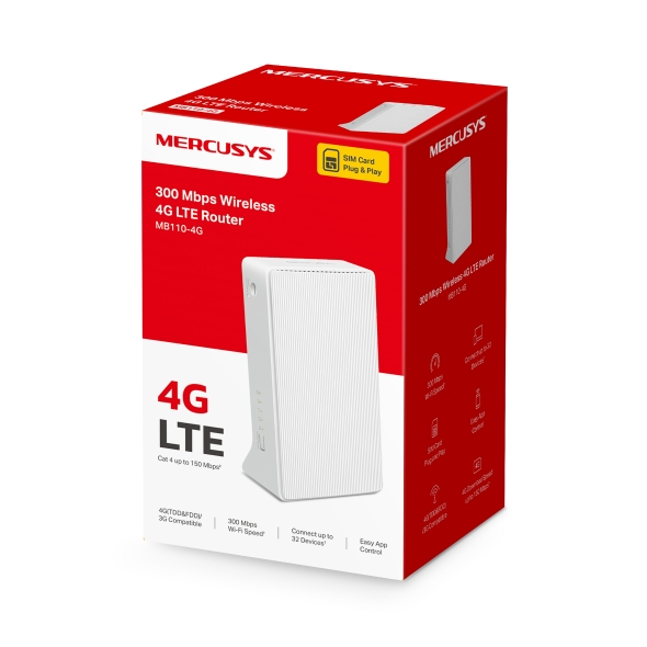 Router Inalámbrico 4G LTE de 300 Mbps MERCUSYS