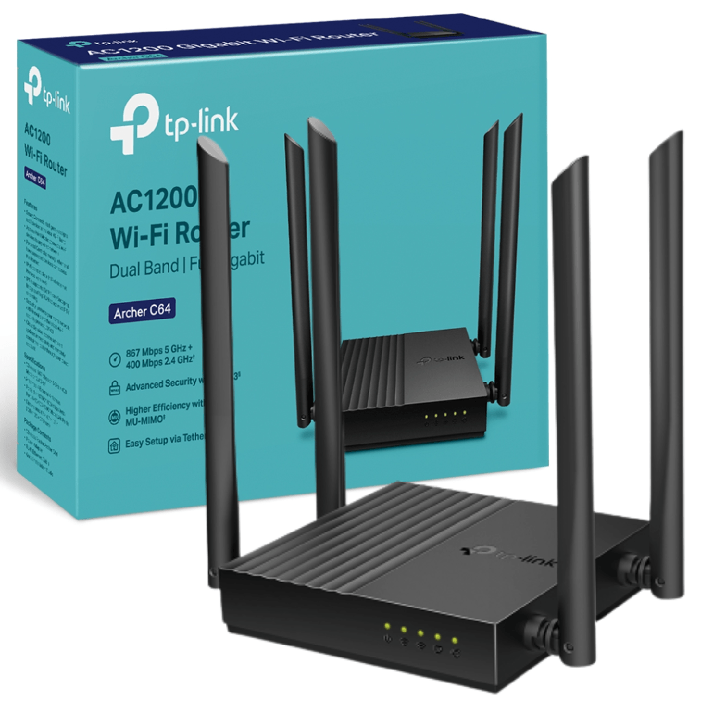 Router TP-Link Archer C64 AC1200 Mu-Mimo de 4 antenas