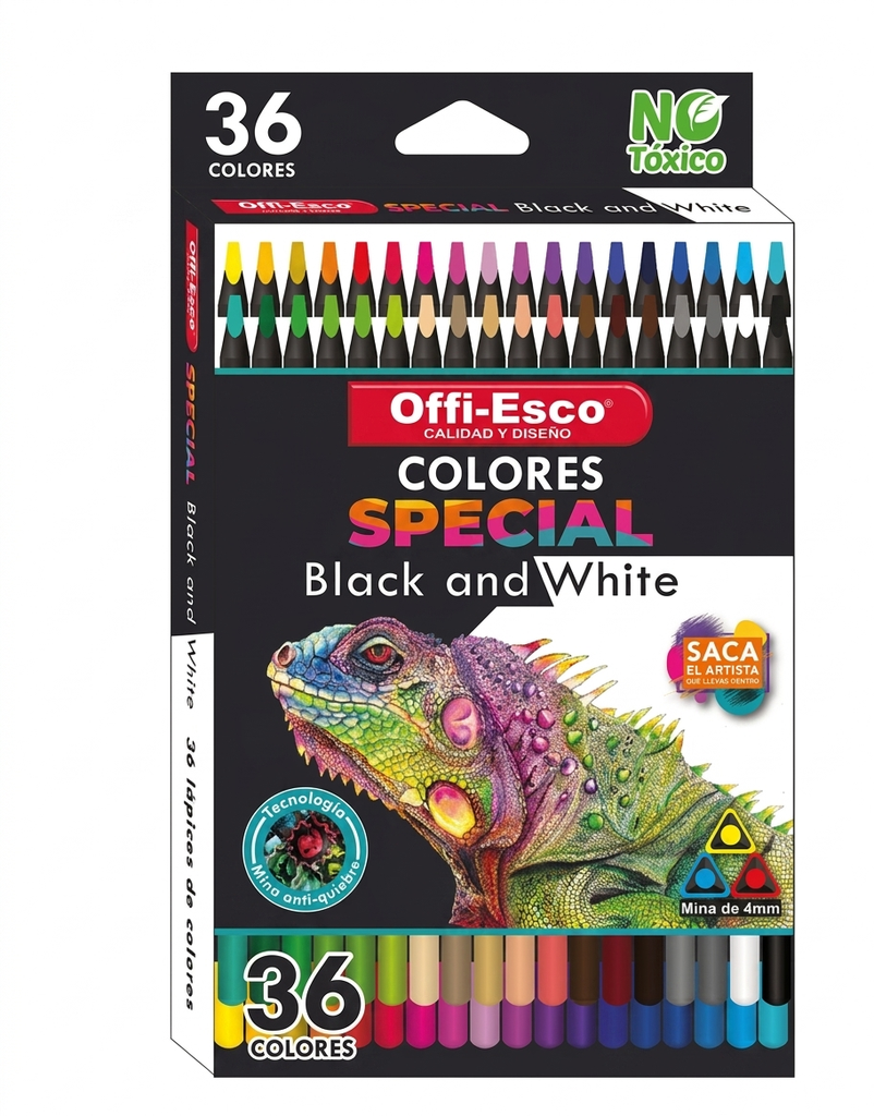 Colores Special Black And White Triangulares X36 Colores Offi-Esco OE-133
