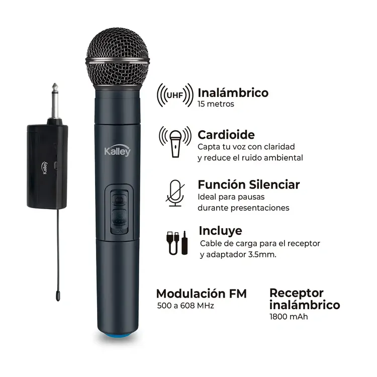 Microfono KALLEY Inalámbrico K-MIX Negro