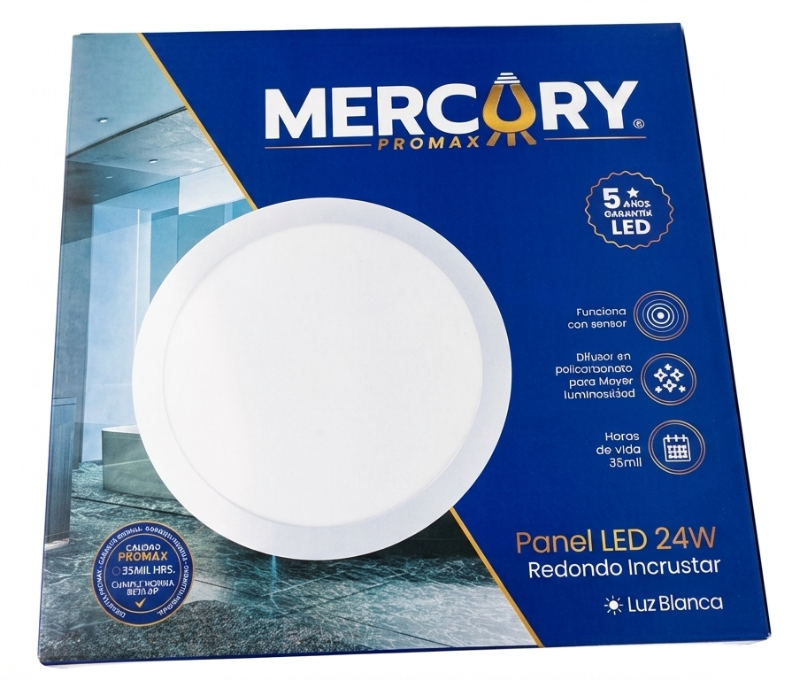 Panel Led 24W 10" Blanco Redondo Incrustrar 