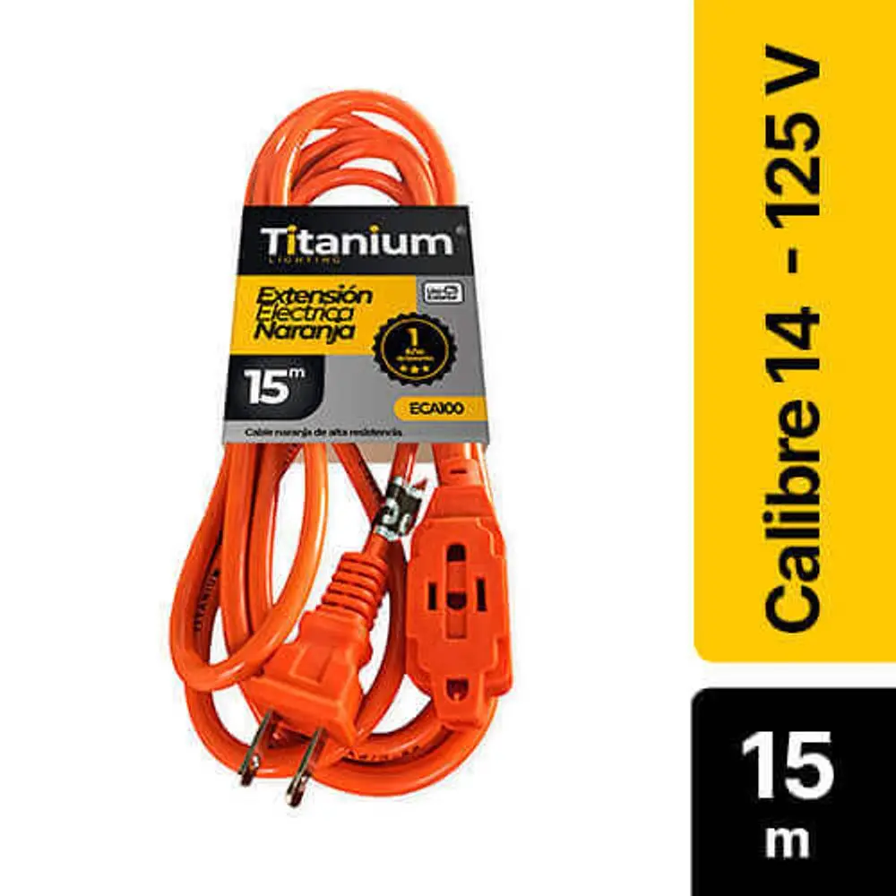Extension Electrica Naranja 15mts Eca100