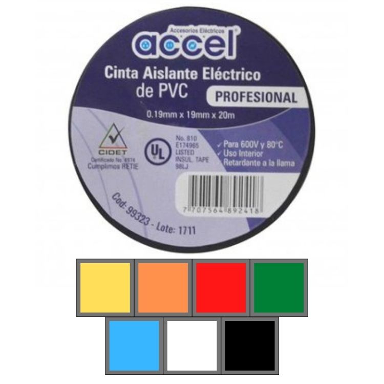 Cinta Aislante Accel Negra 20mtr