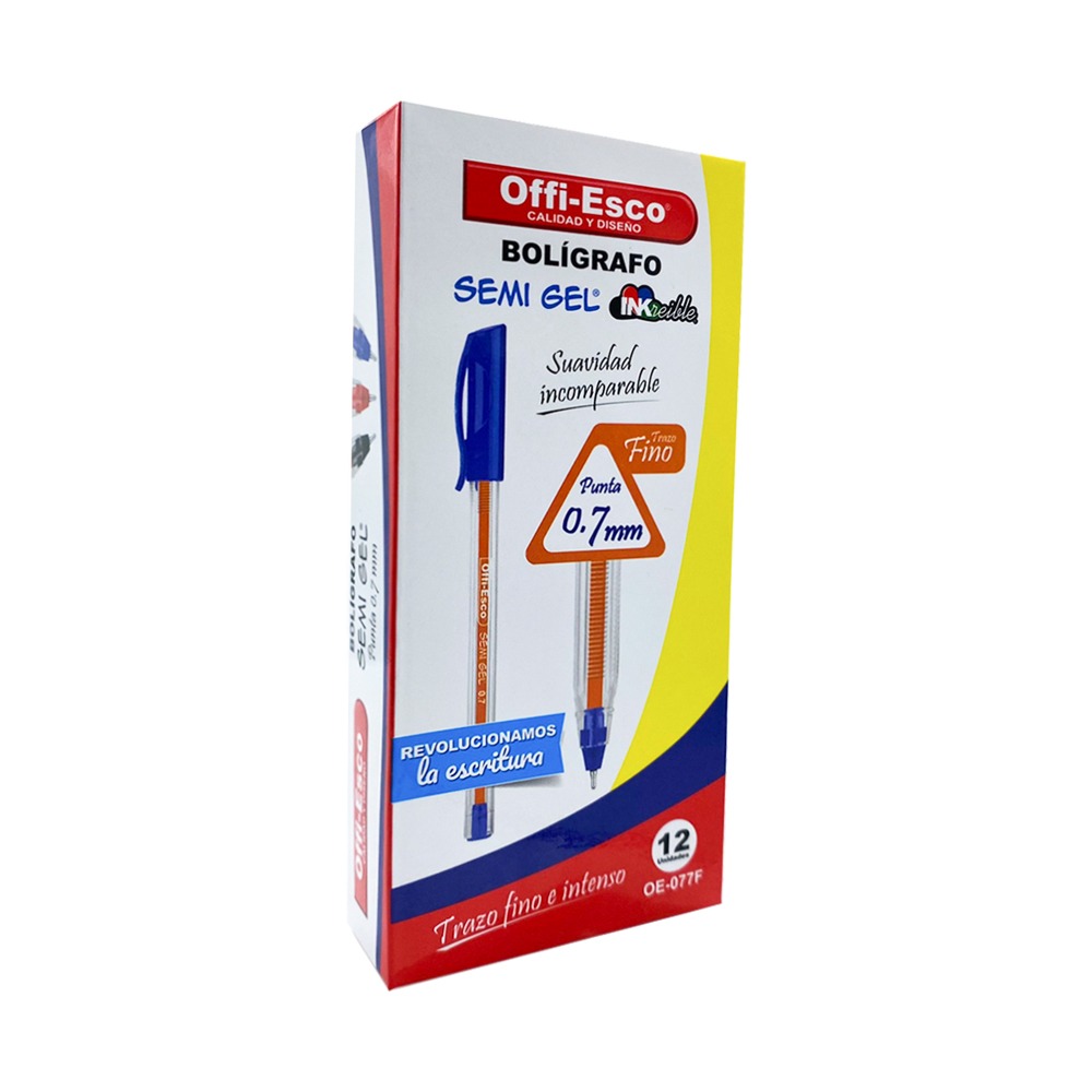 Lapicero Semi Gel 0.7mm Azul Offi-Esco OE-076F