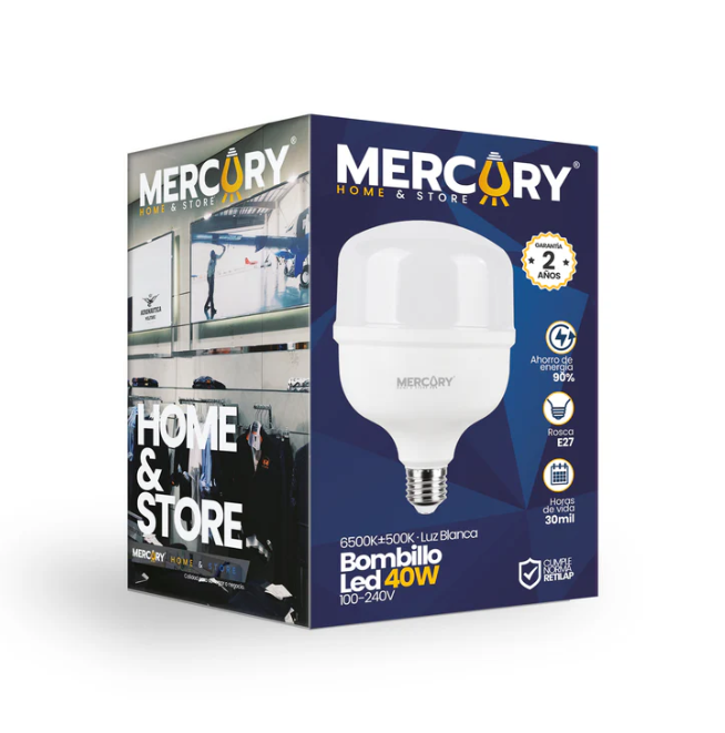 Bombillo Led Alta Potencia 40W 6500k Blanco Mercury