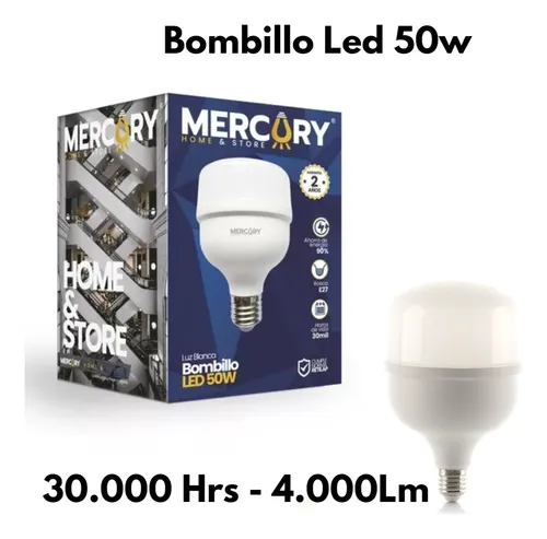 Bombillo Led Alta Potencia 50W 6500k Blanco Mercury