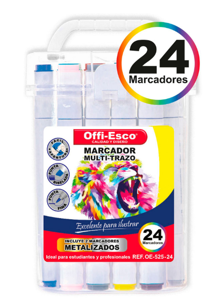 Marcador Permanente Multi-Trazo X24 Und Offi-Esco OE-525-24