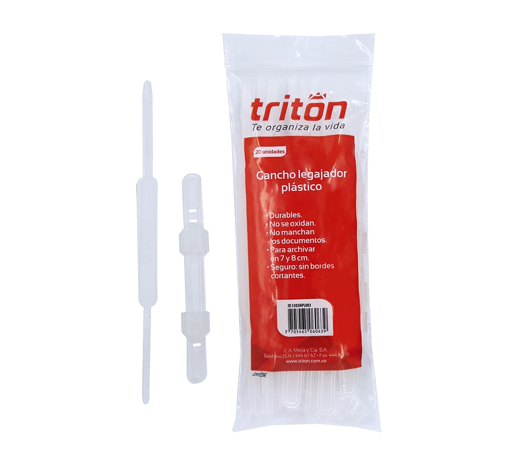 Gancho Legajador Plastico X 20 Unidades Triton