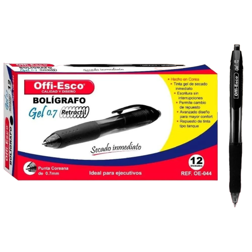 Lapicero OFFIESCO Retráctil GEL  0.7MM OE-044
