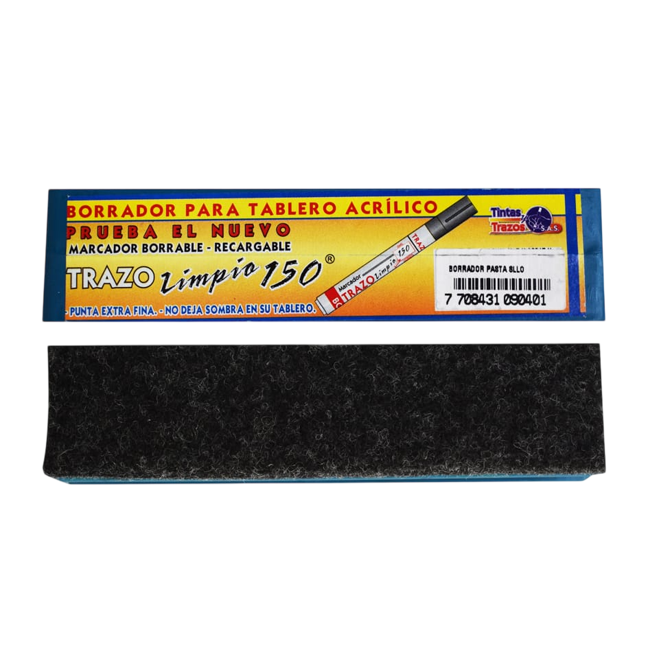 Borrador tablero acrilico delgado pasta azul Trazo