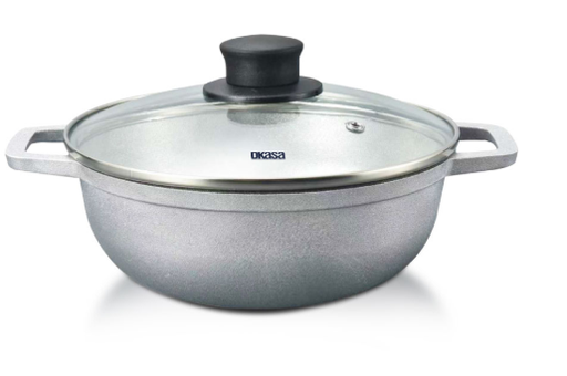 [FK9324N] Caldero Simplicity Aluminio Natural Fundido con Tapa de Vidrio 24 Cm