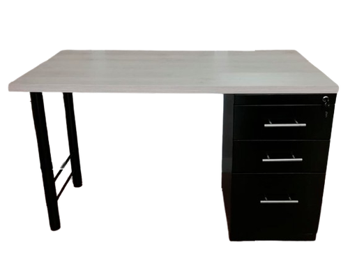 [902003] Escritorio Metal Madera 1.20x60  Cajonera 2x1 Pedestal H DP Cuadrado