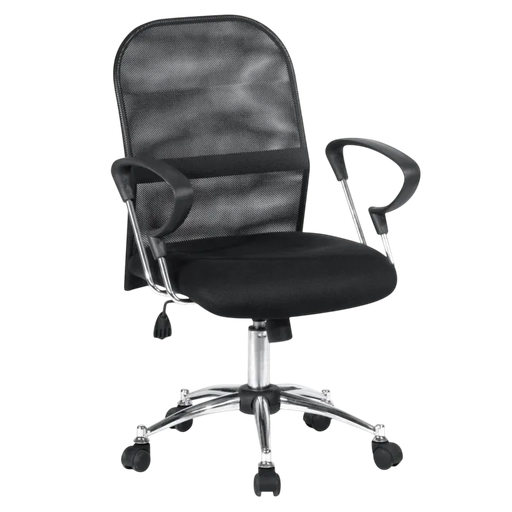 [221760] Silla de Escritorio Malla Gerente Ejecutiva Giratoria Negra con Base Cromada Just Home Collection