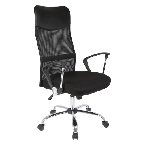 [903005, 186683] Silla Ejecutiva Cromada con Brazos Negra