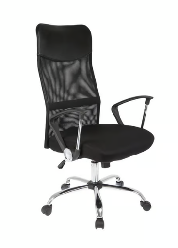[903005] Silla Ejecutiva Cromada con Brazos Negra