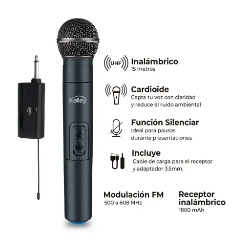 [717235] Microfono KALLEY Inalámbrico K-MIX Negro