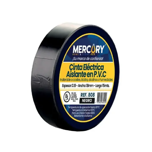 [312303] Cinta Aislante Eléctrica Negra PVC 15Mts