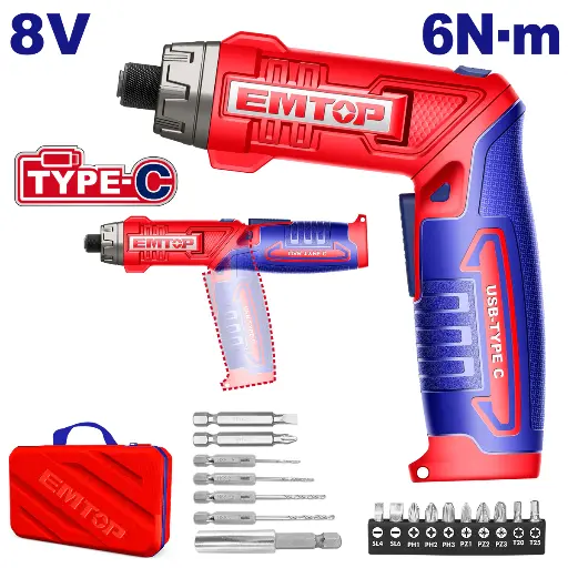 [302374] Atornillador 8V-6N.M EMTOP ECSR0803