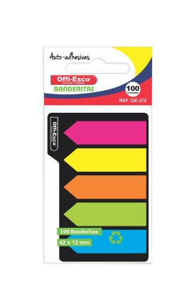 Banderitas Adhesivas 5 Colores 100 Hojas Neón Offi-Esco OE-372 
