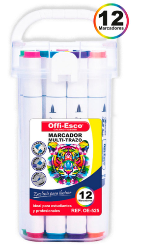 [121140] Marcador Permanente Multi-Trazo X12 Und Offi-Esco OE-525