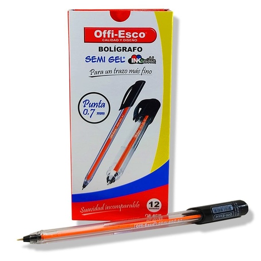 [7709990345568] OFFIESCO Lapicero SEMI GEL 0.7MM OE-076F Negro