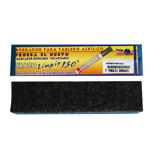 [121519] Borrador tablero acrilico delgado pasta azul Trazo