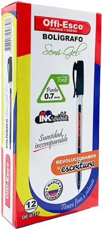 [OE-071F] Lapicero OFFIESCO Semi GEL 0.7MM OE-071F NEGRO