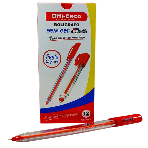 [121531] OFFIESCO Lapicero SEMI GEL 0.7MM OE-076F Rojo 